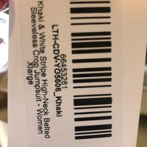 Khaki and White Sleeveless Jumpsuit